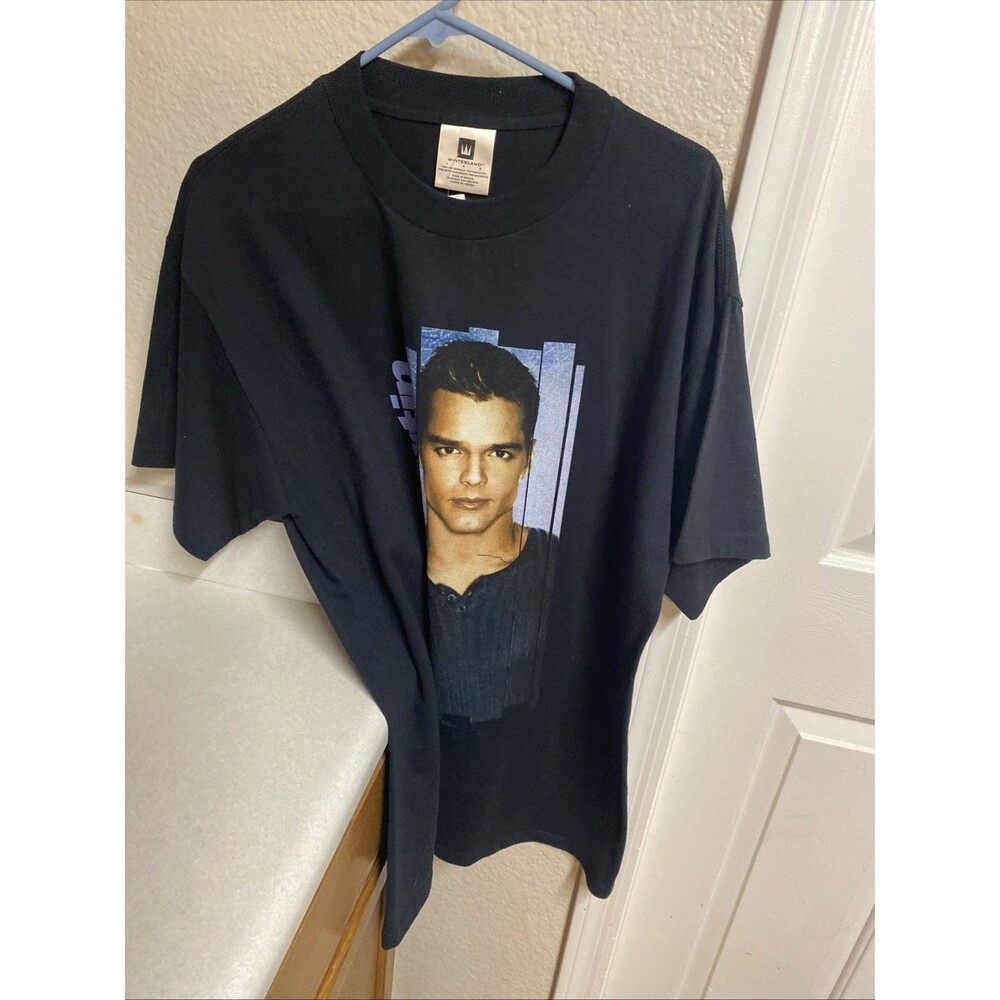 Vtg Ricky Martin 1999 Mens Rap T-Shirt Black Winterland Cut Tag Cotton USA L